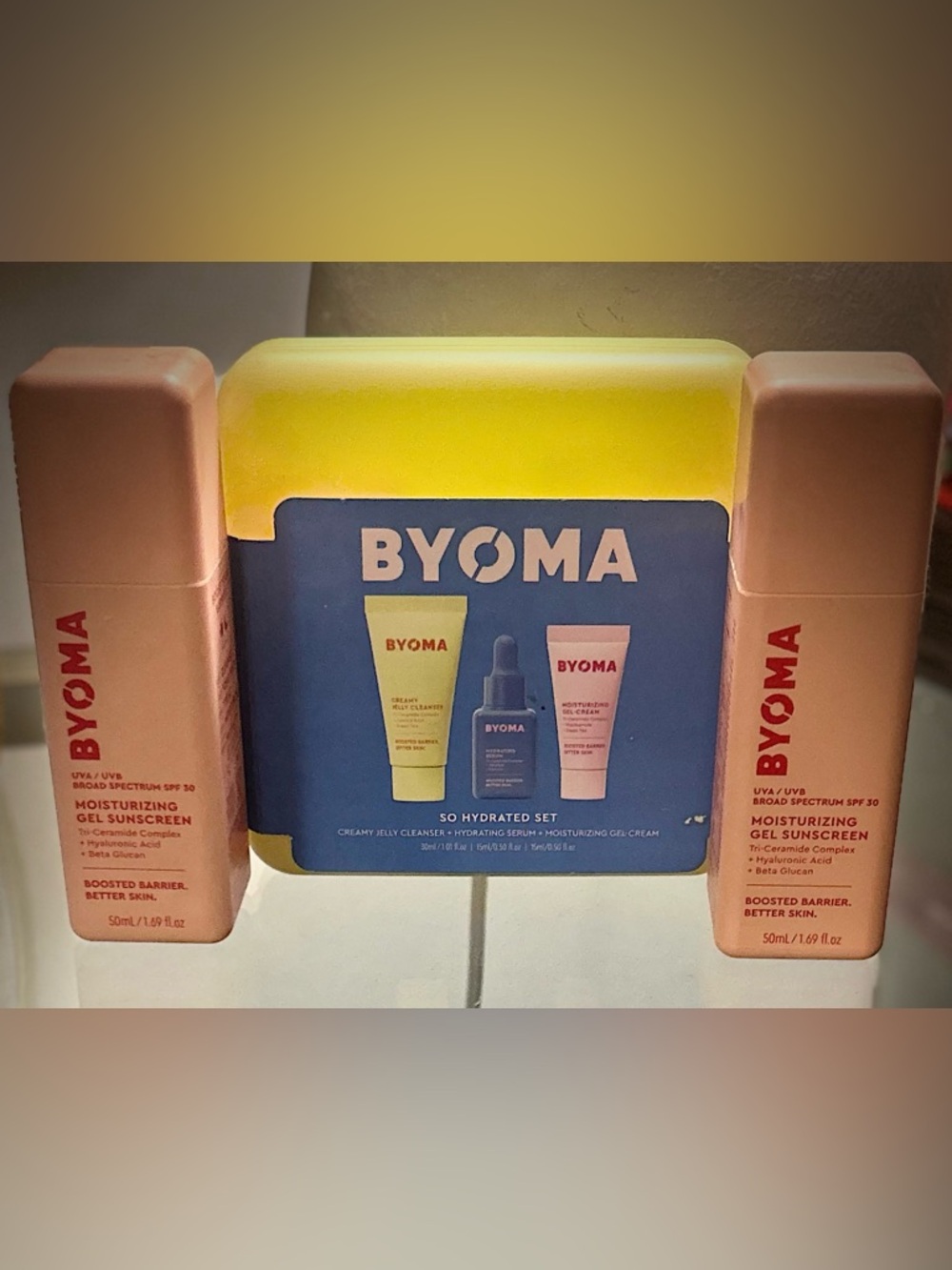 BYOMA Skincare Bundle SPF 30 Gel Sunscreen x2 + So Hydrated Set BNIB